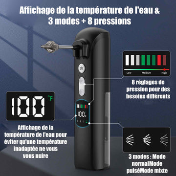 Aspirateur oreille avec 3 modes de mettoyage et 8 niveaux réglables de IPX7 universel nettoyeur d'oreilles électrique rechargeable